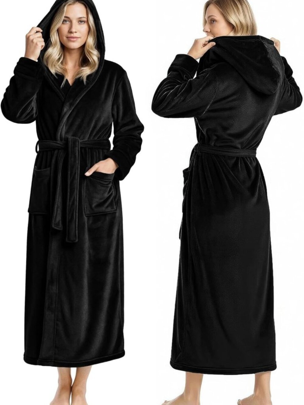Cozy Hooded Plush Fleece Bathrobe for Women | Ultra Soft Long Robe